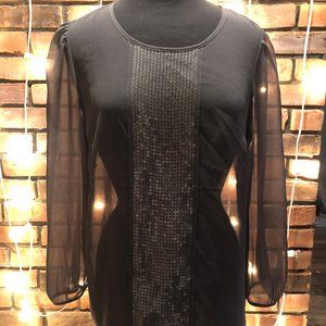 Talbots, Sheer Grey Blouse with Sequines, Size 10